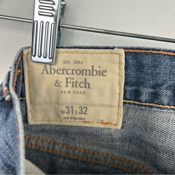 Abercrombie & Fitch Jeans Slim Straight Distressed Dark Wash Men’s Sz 31 x 32 - Picture 9 of 16